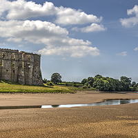 Buy canvas prints of  Carew Castle dwarfs the Tidal Mill by Sharon Cain