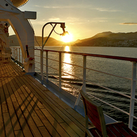 Buy canvas prints of  Sunset Cruise, Promenade Deck, Adriatic by Louise Lord