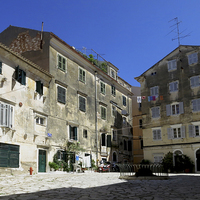 Buy canvas prints of  Old Square, Corfu Old Town,  by Louise Lord