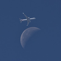 Buy canvas prints of American Airlines over the moon by Shane Davis