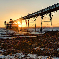 Buy canvas prints of  Clevedon sunset by Simon Gerhand