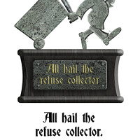 Buy canvas prints of Grüntyers statue - All hail the refuse collector.  by Richard Wareham
