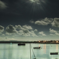 Buy canvas prints of  Moorings under the moonlight by Andy Hughes