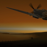 Buy canvas prints of  Spitfire over the South Downs by peter wyatt