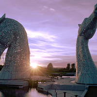 Buy canvas prints of  Sunset Over the Kelpies by Kevin Askew