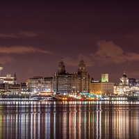 Buy canvas prints of  Liverpool Skyline at Night by Adrian McCabe