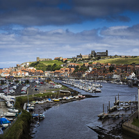 Buy canvas prints of  Whitby Harbour and Abbey. by David Hall