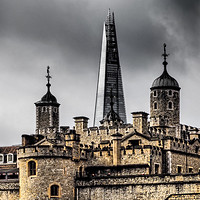Buy canvas prints of The Shard over the Tower of London. by David Hall