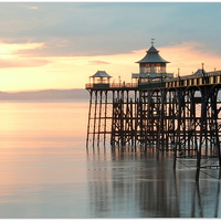 Buy canvas prints of  Sunset at Clevedon Pier, North Somerset, United K by Nikki Pinder