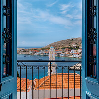 Buy canvas prints of Doorway to Halkis Charming Harbor by Rick Bowden