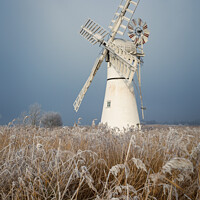 Buy canvas prints of Frosty Thurne Mill by Rick Bowden