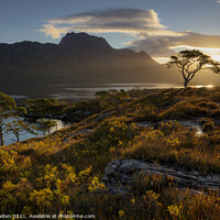 Buy canvas prints of Sunrise Over Slioch by Rick Bowden