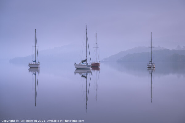 Still Boats on lake Windermere Picture Board by Rick Bowden
