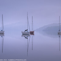 Buy canvas prints of Still Boats on lake Windermere by Rick Bowden