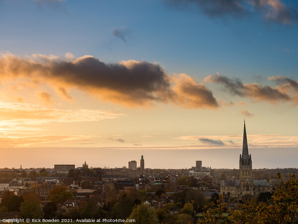 Norwich Autumn Sunset Picture Board by Rick Bowden