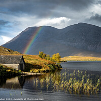 Buy canvas prints of Majestic Rainbow over Arkle and Loch Stack by Rick Bowden
