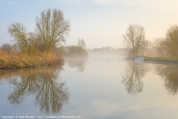 Mystical Mist over Norfolk Broads Picture Board by Rick Bowden
