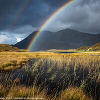 Buy canvas prints of Majestic Rainbow over Scottish Highland Mountains by Rick Bowden