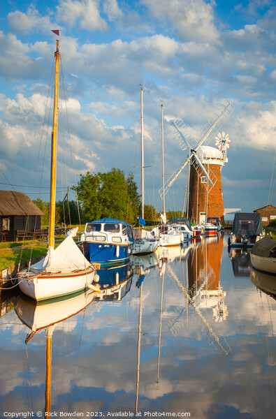 Serene Horsey Mill Reflections Picture Board by Rick Bowden