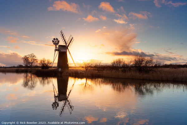 Norfolk Mill At Sunset Picture Board by Rick Bowden