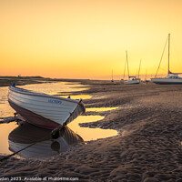 Buy canvas prints of A Glowing Sunrise on the Brancaster Staithe by Rick Bowden