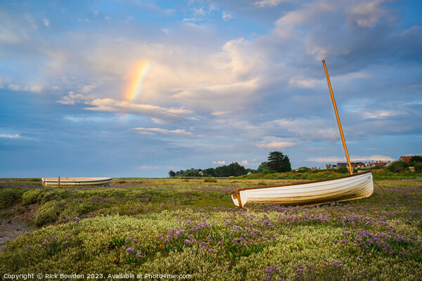 'Rainbow's Embrace on Brancaster Boats' Picture Board by Rick Bowden