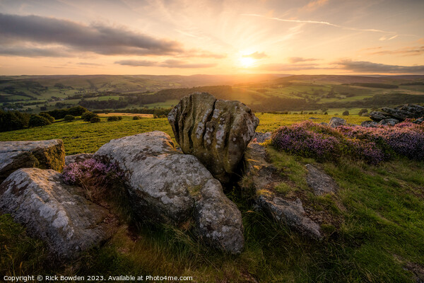 "Beneath Stanage Edge: The Sun-Kissed Knuckle Ston Picture Board by Rick Bowden