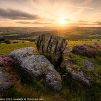Buy canvas prints of "Beneath Stanage Edge: The Sun-Kissed Knuckle Ston by Rick Bowden
