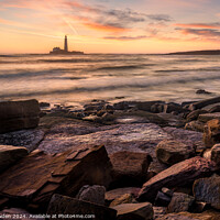 Buy canvas prints of St Mary's Lighthouse Sunrise by Rick Bowden
