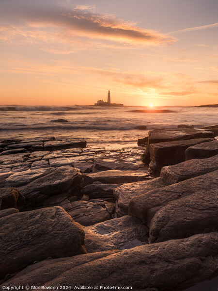 Rocky Sunrise at Whitley Bay Picture Board by Rick Bowden