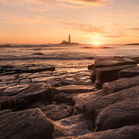 Buy canvas prints of Rocky Sunrise at Whitley Bay by Rick Bowden