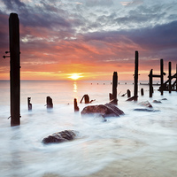Buy canvas prints of Majestic Sunrise at Happisburgh by Rick Bowden