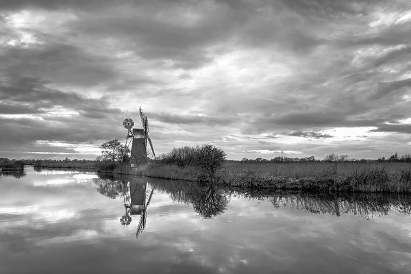 Turf Fen Mill Reflections Picture Board by Rick Bowden