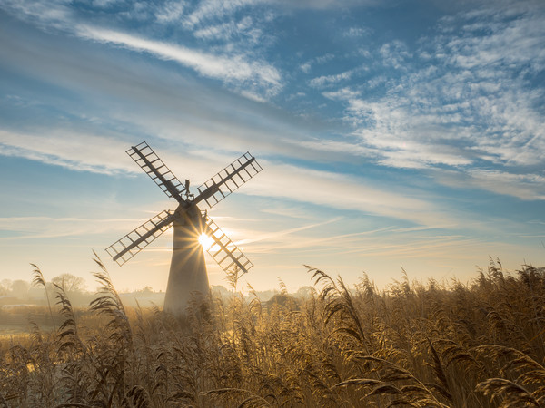 Thurne Mill Sunrise Picture Board by Rick Bowden
