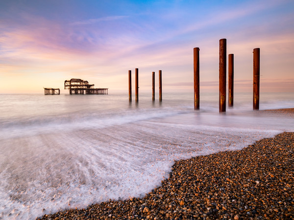 Majestic Sunrise at Burnt West Pier Picture Board by Rick Bowden