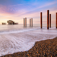 Buy canvas prints of Majestic Sunrise at Burnt West Pier by Rick Bowden