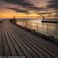 Buy canvas prints of Whitby Pier North Yorkshire by Rick Bowden