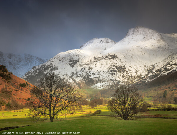 Langdale Pikes Lake District Picture Board by Rick Bowden
