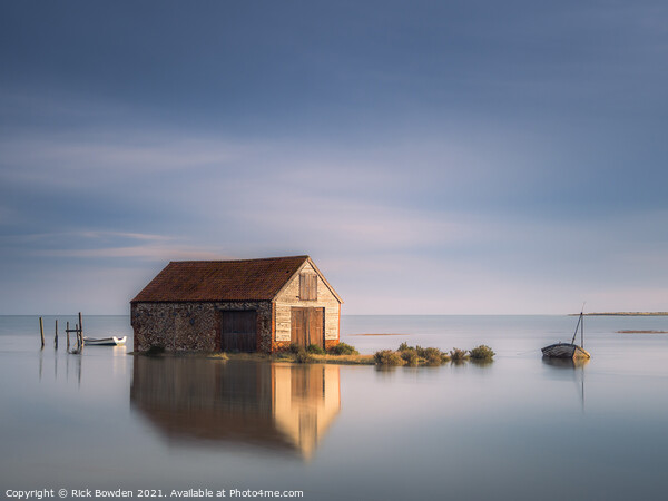 Flint Coal Shed Surrounded by Water Picture Board by Rick Bowden