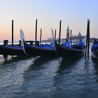 Buy canvas prints of  Venice Sunrise Italy and gondolas by Jonathan Evans