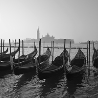 Buy canvas prints of Venice and Gondolas with church in background  by Jonathan Evans