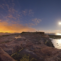 Buy canvas prints of  Hilbre Island At Night by Rob Pitt