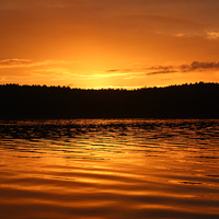 Buy canvas prints of  Walden Pond sunset. by Iain Tong