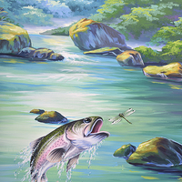 Buy canvas prints of jumping trout by Peter Righteous