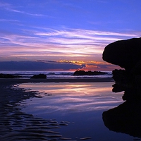 Buy canvas prints of  Blue hour on Summerleaze Beach, Bude by Bethan Penny