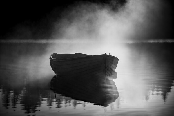 Misty Boat Picture Board by Alan Sinclair
