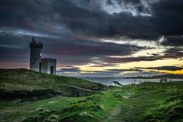 Elie Lighthouse Sunset Picture Board by Alan Sinclair