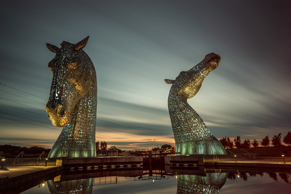 The Kelpies at Dusk Picture Board by Alan Sinclair