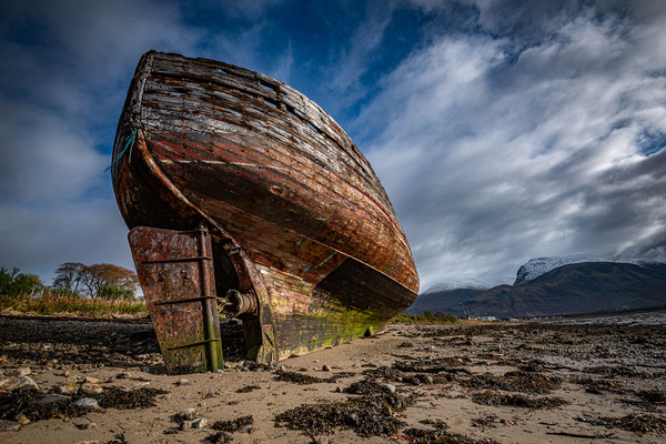 Corpach Wreck Picture Board by Alan Sinclair
