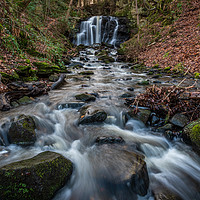 Buy canvas prints of Wharnley Burn waterfall by Marcia Reay
